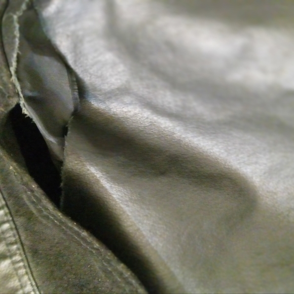 Vintage Coat OMINT APPAREL Maxie Black Leather Floral Suede Size Sm - Picture 3 of 16